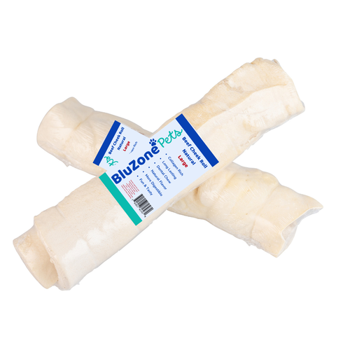 BluZone Pets Beef Cheek Original Rolls large 5 pack — single-ingredient grass-fed collagen-rich slow-baked beef cheek power chews for large and XL dogs